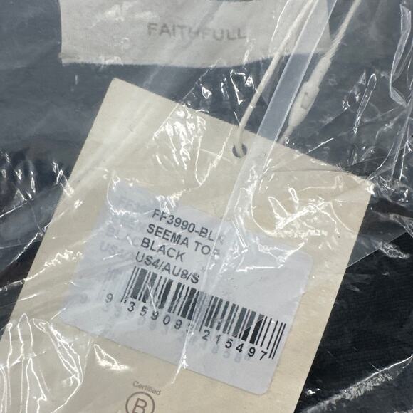 Faithfull Black Linen Seema Top Size 4 - Picture 3 of 13